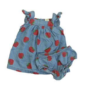 Tucker + Tate Girls Blue Strawberries Dress size: 3 Months